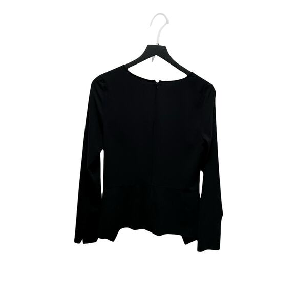 Halogen Black Zipper Flowy Oversized Career Blouse Long Sleeve Polyester XS *280 - Picture 3 of 9